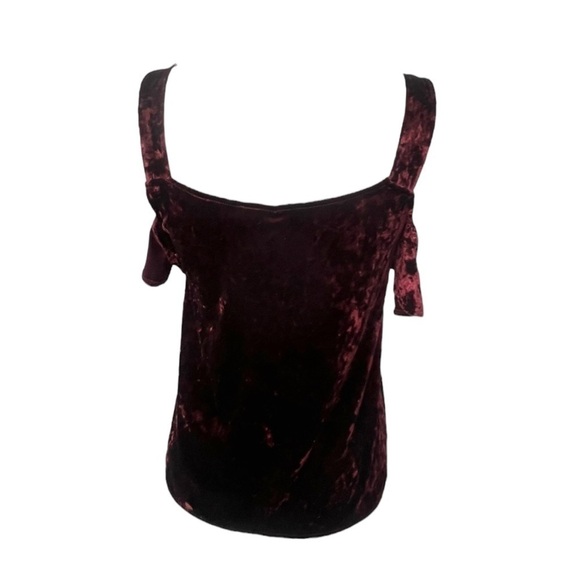 NWOT Lauren Conrad Runway Cold Shoulder Maroon Velvet Top - Size XS - Picture 4 of 11